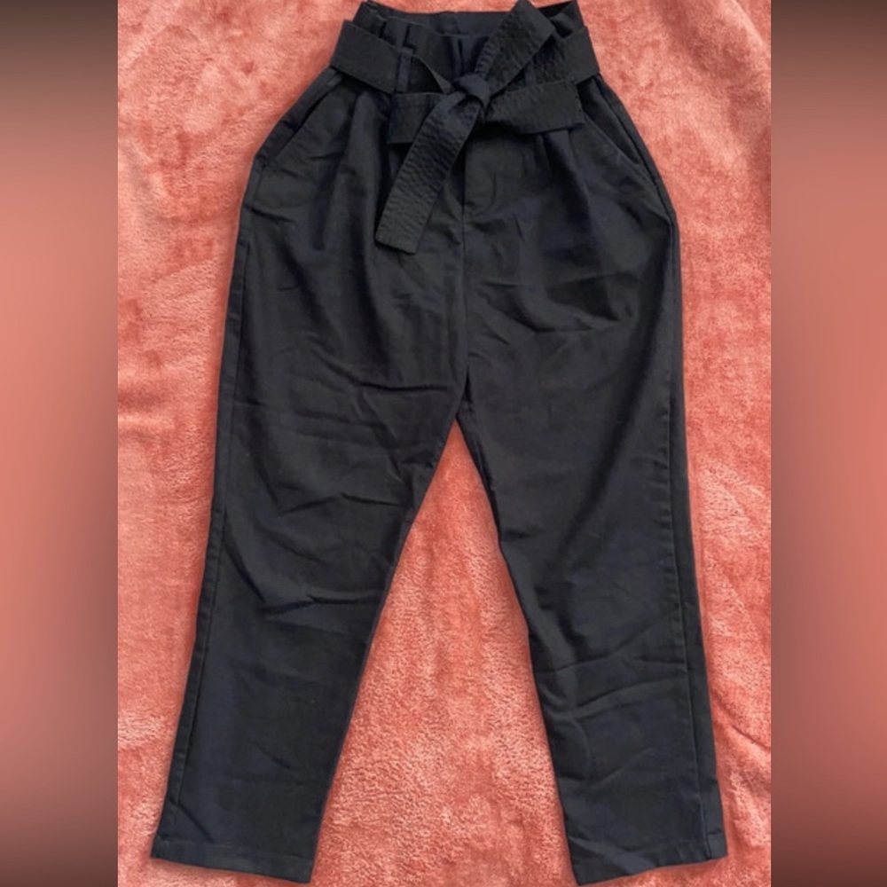 A New Day Black Paperbag Waist Pants